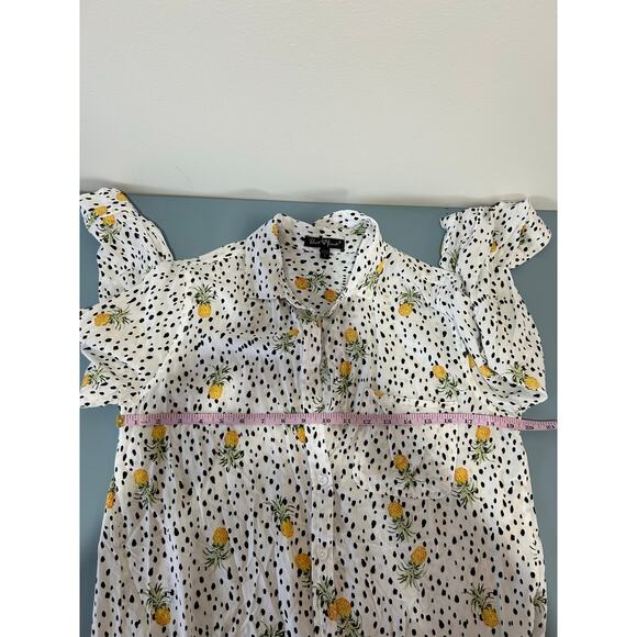 Velvet Heart White Pineapple Print Button Down - S - Picture 7 of 7